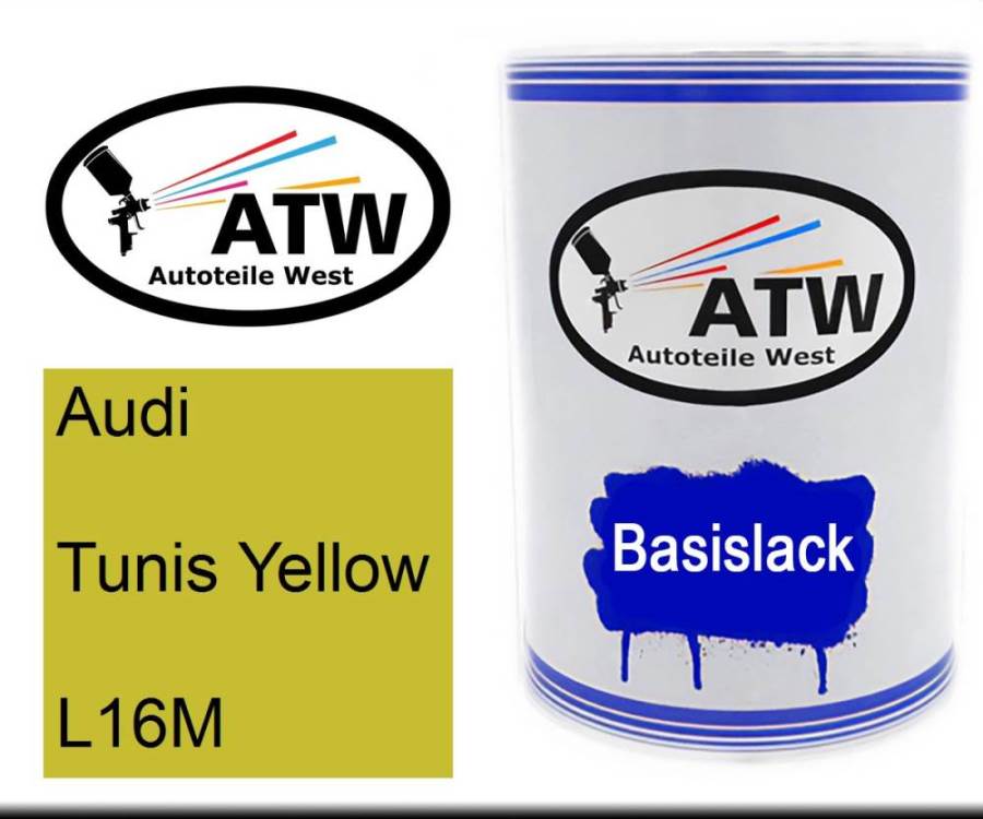 Audi, Tunis Yellow, L16M: 500ml Lackdose, von ATW Autoteile West.